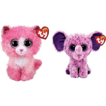 Ty - Knuffel - Beanie Boo's - Reagan Cat &amp; Eva Elephant