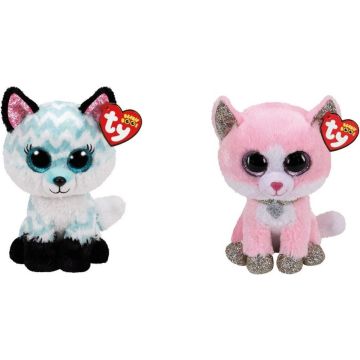 Ty - Knuffel - Beanie Boo's - Atlas Fox &amp; Fiona Pink Cat