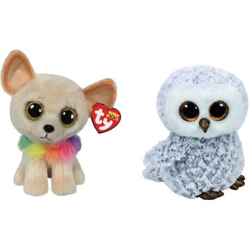 Ty - Knuffel - Beanie Boo's - Chewey Chihuahua &amp; Owlette Owl