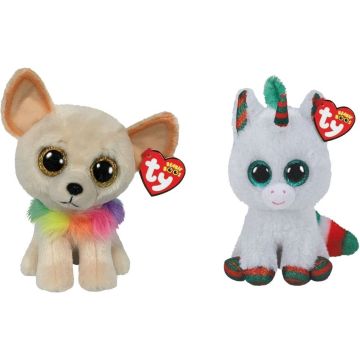 Ty - Knuffel - Beanie Boo's - Chewey Chihuahua &amp; Christmas Unicorn
