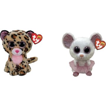 Ty - Knuffel - Beanie Boo's - Livvie Leopard &amp; Nina Mouse