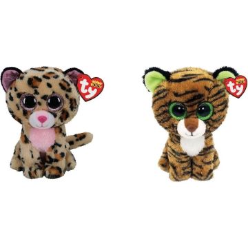 Ty - Knuffel - Beanie Boo's - Livvie Leopard &amp; Tiggy Tiger