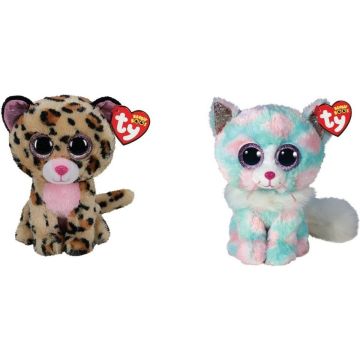 Ty - Knuffel - Beanie Boo's - Livvie Leopard &amp; Opal Cat