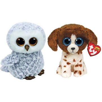 Ty - Knuffel - Beanie Boo's - Owlette Owl &amp; Muddles Dog