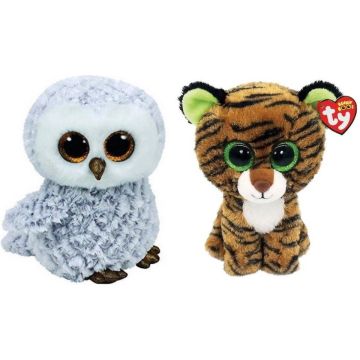 Ty - Knuffel - Beanie Boo's - Owlette Owl &amp; Tiggy Tiger