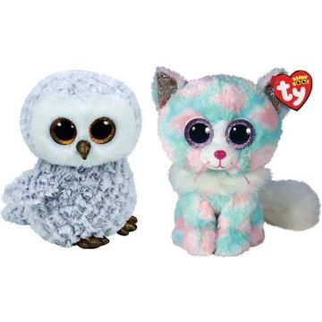 Ty - Knuffel - Beanie Boo's - Owlette Owl &amp; Opal Cat