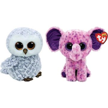Ty - Knuffel - Beanie Boo's - Owlette Owl &amp; Eva Elephant