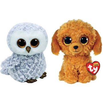 Ty - Knuffel - Beanie Boo's - Owlette Owl &amp; Golden Doodle Dog