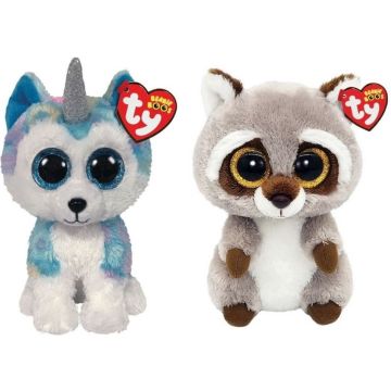 Ty - Knuffel - Beanie Boo's - Helena Husky &amp; Racoon