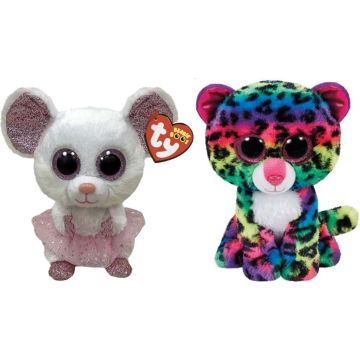 Ty - Knuffel - Beanie Boo's - Nina Mouse &amp; Dotty Leopard