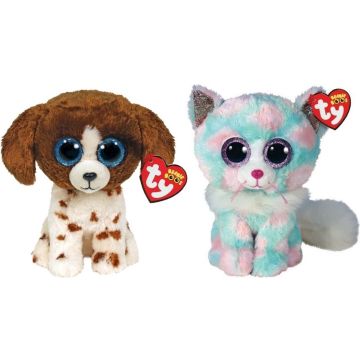 Ty - Knuffel - Beanie Boo's - Muddles Dog &amp; Opal Cat