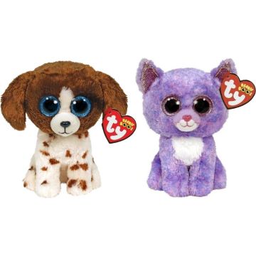 Ty - Knuffel - Beanie Boo's - Muddles Dog &amp; Cassidy Cat