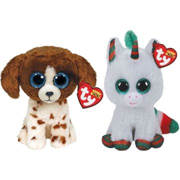Ty - Knuffel - Beanie Boo's - Muddles Dog &amp; Christmas Unicorn