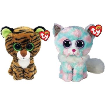 Ty - Knuffel - Beanie Boo's - Tiggy Tiger &amp; Opal Cat