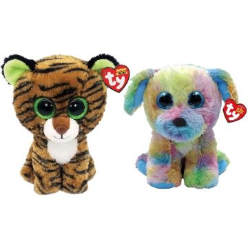 Ty - Knuffel - Beanie Boo's - Tiggy Tiger &amp; Max Dog