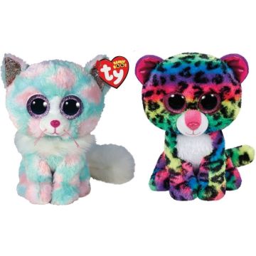 Ty - Knuffel - Beanie Boo's - Opal Cat &amp; Dotty Leopard
