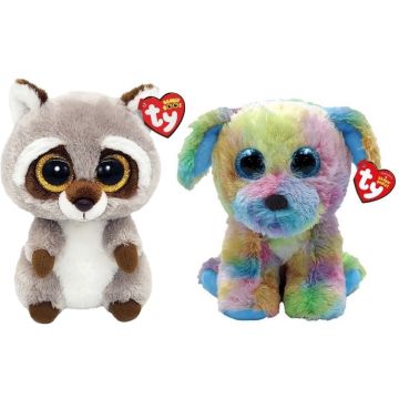 Ty - Knuffel - Beanie Boo's - Racoon &amp; Max Dog