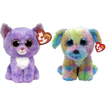 Ty - Knuffel - Beanie Boo's - Cassidy Cat &amp; Max Dog