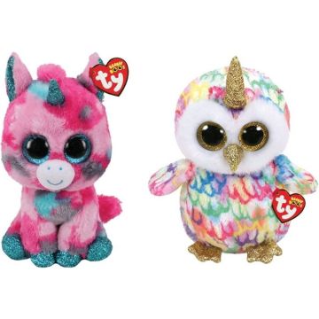 Ty - Knuffel - Beanie Buddy - Gumball Unicorn &amp; Enchanted Owl