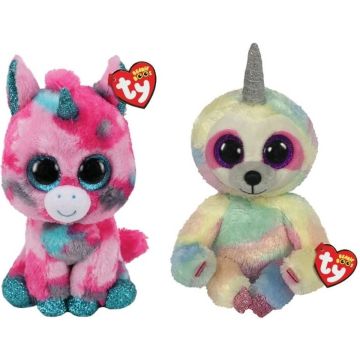 Ty - Knuffel - Beanie Buddy - Gumball Unicorn &amp; Cooper Sloth