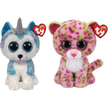 Ty - Knuffel - Beanie Buddy - Helena Husky &amp; Lainey Leopard