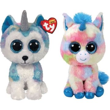 Ty - Knuffel - Beanie Buddy - Helena Husky &amp; Blitz Unicorn