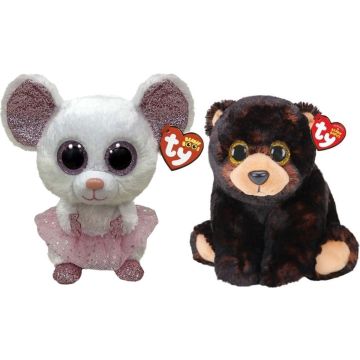 Ty - Knuffel - Beanie Buddy - Nina Mouse &amp; Kodi Bear