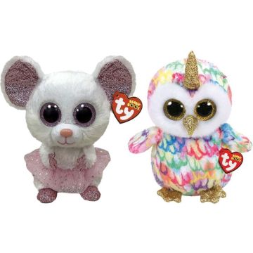 Ty - Knuffel - Beanie Buddy - Nina Mouse &amp; Enchanted Owl