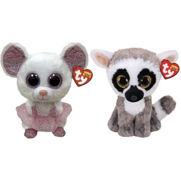 Ty - Knuffel - Beanie Buddy - Nina Mouse &amp; Linus Lemur