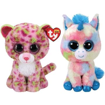 Ty - Knuffel - Beanie Buddy - Lainey Leopard &amp; Blitz Unicorn