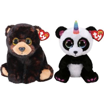 Ty - Knuffel - Beanie Buddy - Kodi Bear &amp; Paris Panda