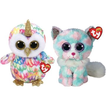 Ty - Knuffel - Beanie Buddy - Enchanted Owl &amp; Opal Cat
