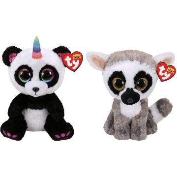 Ty - Knuffel - Beanie Buddy - Paris Panda &amp; Linus lemur