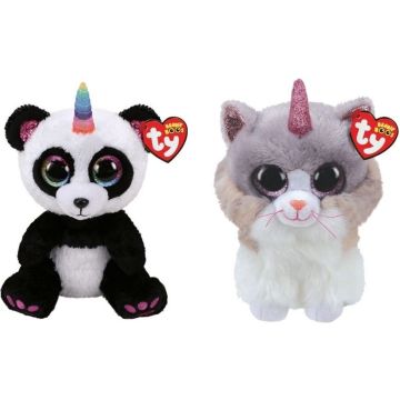 Ty - Knuffel - Beanie Buddy - Paris Panda &amp; Asher Cat