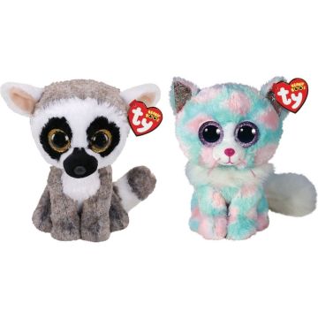 Ty - Knuffel - Beanie Buddy - Linus Lemur &amp; Opal Cat