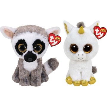 Ty - Knuffel - Beanie Buddy - Linus Lemur &amp; Pegasus Unicorn