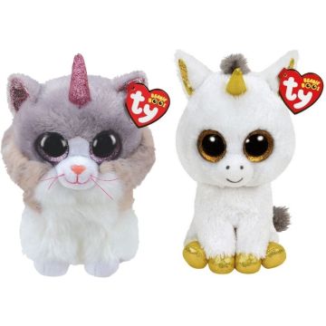 Ty - Knuffel - Beanie Buddy - Asher Cat &amp; Pegasus Unicorn