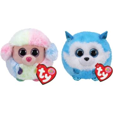 Ty - Knuffel - Teeny Puffies - Rainbow Poodle &amp; Prince Husky