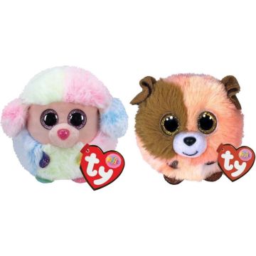 Ty - Knuffel - Teeny Puffies - Rainbow Poodle &amp; Mandarin Dog