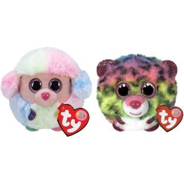 Ty - Knuffel - Teeny Puffies - Rainbow Poodle &amp; Dotty Leopard