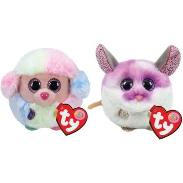 Ty - Knuffel - Teeny Puffies - Rainbow Poodle &amp; Colby Mouse