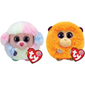 Ty - Knuffel - Teeny Puffies - Rainbow Poodle &amp; Coconut Monkey