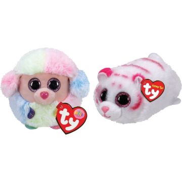 Ty - Knuffel - Teeny Puffies - Rainbow Poodle &amp; Tabor Tiger