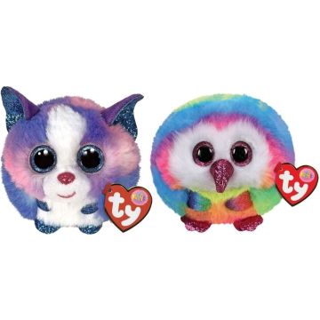 Ty - Knuffel - Teeny Puffies - Cleo Husky &amp; Owen Owl