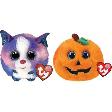 Ty - Knuffel - Teeny Puffies - Cleo Husky &amp; Halloween Pumpkin