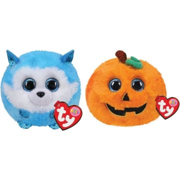 Ty - Knuffel - Teeny Puffies - Prince Husky &amp; Halloween Pumpkin