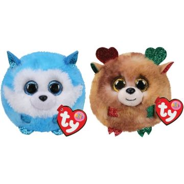 Ty - Knuffel - Teeny Puffies - Prince Husky &amp; Christmas Reindeer