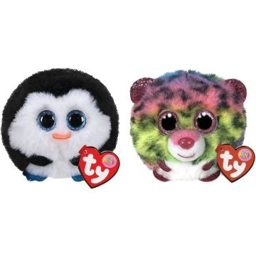 Ty - Knuffel - Teeny Puffies - Waddles Penguin &amp; Dotty Leopard