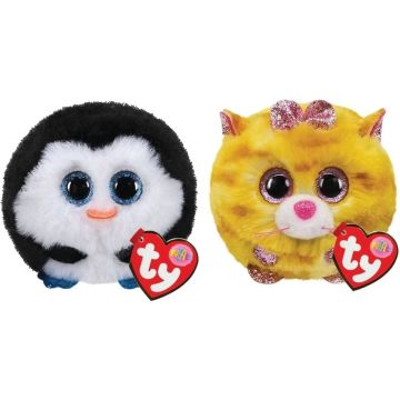 Ty - Knuffel - Teeny Puffies - Waddles Penguin &amp; Tabitha Cat