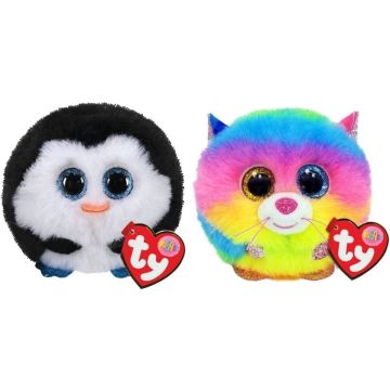 Ty - Knuffel - Teeny Puffies - Waddles Penguin &amp; Gizmo Cat